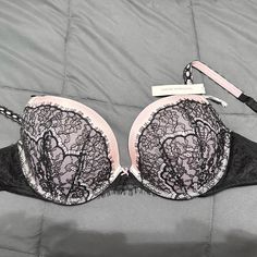 Super Cute 34dd Victoria Secret Bra. Pink With Black Lace. Never Worn Excel Shape! Feminine Black Bra, Victoria Secret Bra Outfit, Lacey Bra, Clothing Board, Girl Shopping, Pink Lace Bra, Victoria Secret Outfits, Earthy Outfits, Vs Bras