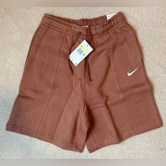 Brand: Nike Size: Women’s S Material: Body: 80% Cotton/20% Polyester; Pocket Bags: 100% Cotton Color: Mineral Clay Msrp: $45 Nwt Sporty Brown Activewear Shorts, Sporty Short Brown Activewear, Sporty Brown Short Activewear, Brown Sporty Gym Shorts, Sporty Brown Shorts For Gym, Sporty Brown Gym Shorts, Sporty Short Bottoms For Fall, Brown Sporty Activewear With Elastic Waistband, Sporty Brown Shorts For Spring