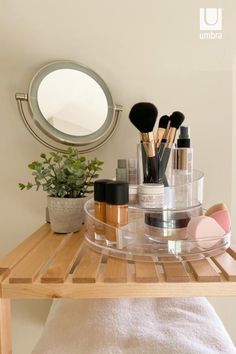 This rotating cosmetic organizer can be used to organize any space. Its clear-finish design adds a unique pop to any vanity, dresser or countertop. Get CASCADA COSMETIC ORGANIZER & other storage and org products at umbra.com Functional Home Decor, Organization Station, Vanity Dresser, Functional Home, Beauty Lover, Organic Shapes, Makeup Organization