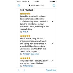 the amazon review on twitter is shown with five stars