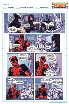 a comic strip with deadpools talking to each other