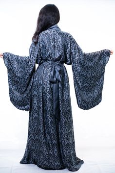 silk-long-robe Fitted Wrap Kimono For Party, Fitted Kimono With Kimono Sleeves For Evening, Copper Dress, Silk Dressing Gown, Silk Nightgown, Silk Kimono Robe, Long Gown Dress, Dressing Gown Robe, Silk Robe