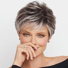 Category:Synthetic Wig; Gender:Women's; Wig Type:Natural Wigs; Occasion:Daily Wear; Age Group:Adults; Wig Fiber:Heat Resistant Fiber; Color Shade:Ombre,Gray,Blonde; Hair Material:Synthetic Hair; Cap Construction:Machine Made; Texture:Straight; Length:Short; Features:Easy to Carry,Soft,Fashionable Design; Net Weight:0.2; Heat Resistant:Yes; Listing Date:09/07/2020; Cap Circumference:null; Front to Back:null; Nape of Neck:null; Side to Side Across Forehead:null; Side to Side Over Top:null; Temple Raquel Welch Wigs, Natural Looking Wigs, Vlasové Trendy, Monofilament Wigs, Short Grey Hair, Short Hair Wigs, Best Short Haircuts, Haircut For Older Women, Raquel Welch