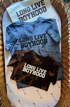 Long live boyhood tee - perfect for any age! Thank you for stopping by! I'm Ashlyn and everything in my shop is designed & made entirely by myself! I take pride in creating neutral pieces for our growing babes, good quality, excellent customer service, and keeping prices affordable! I use Bella Canvas and Honest brand t-shirts and they are sure to be soft for your littles! Adult t-shirts are Bella Canvas. If you would prefer a different brand, please message me & I can accommodate. My products a Tie Dye Short Sleeve Top With Letter Print, Fitted Cotton Tops For Family Matching, Tie Dye Cotton Top With Graphic Print, Cotton Tie Dye Top With Graphic Print, Cotton Tie-dye Top With Graphic Print, Family Matching Tops With Custom Print, Family Matching Printed Cotton Tops, Blue Cotton Tops With Name Print, Blue Cotton Top With Name Print