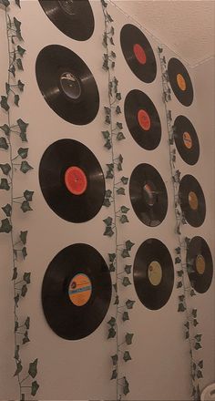 vinyl records, vines Table Decorations Wedding Table Decor, Record Room Decor, Vinyl On Wall, Vinyl Record Wall Decor, Vinyl Record Decor, Records Decor, Record Wall Decor, Record Decor, Record Decorations