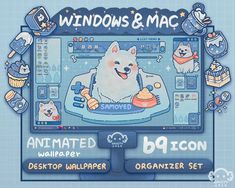 windows & mac animated desktop desktop wallpaper set with dog and cat on the screen