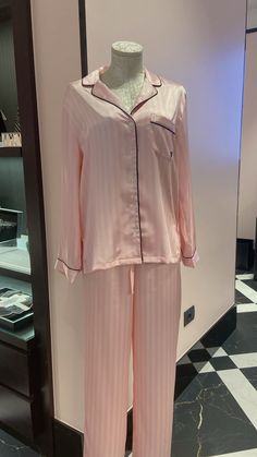 victoria’s secret pink striped pajama Victoria Secret Pink Pajamas, Pink Pjs, Striped Pajama, Pink Outfits Victoria Secret, Victorias Secret Set, Victoria Secret Outfits, Cute Pajama Sets, Victoria Secret Pajamas