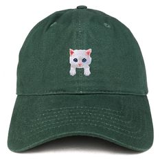 Stitchfy White Persian Cat Kitten Patch Low Profile Soft Cotton Baseball Cap 100% Brushed Cotton Twill High Quality Cap Low Profile, Unstructured Cap 6 Panels with 6 Embroidered Ventilation Eyelets Self-fabric Adjustable Slide Closure with Buckle One Size Fits Most Shipping - Shipment leaves warehouse in 1 Business Day. - Free Shipping to Domestic Destinations (US). Returns/Exchanges - Items must be returned within 30 days of purchase for refund or exchange to different item, or penalties might Casual Cap With Cat Design, Casual Cat Design Cap, Casual Cat Design Hat, One Size Fits Most, Persian Cat Kitten, White Persian Cat, Green Cap, Persian Cat, Brushed Cotton, Trucker Cap