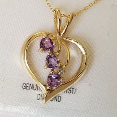 Diamond Heart Pendant Necklace, Heart Pendant Diamond, Diamond Heart, Heart Pendant Necklace, Heart Pendant, Womens Jewelry Necklace, Jewelry Pieces, Amethyst, Jewelry Necklaces