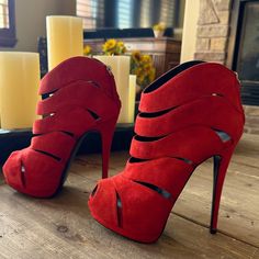 Absolutely Gorgeous! Super Sexy! A Show Stopper When You Walk Into The Room! Worn Once! Epoc Peep Toe Ankle Boots, Zanotti Shoes, Suede High Heels, High Heel Platform, Giuseppe Zanotti Shoes, Giuseppe Zanotti, High Heel, Ankle Boot, High Heels