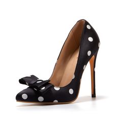 2022 Black Satin Bow Heels Polk Dot Heeled Dress Shoes Pumps Satin Bow Heels, Block Heels Wedding, Polka Dot Heels, Dancing Club, Strappy High Heels Sandals, Southern Lady, T Strap Heels, Strappy High Heels, Club Night