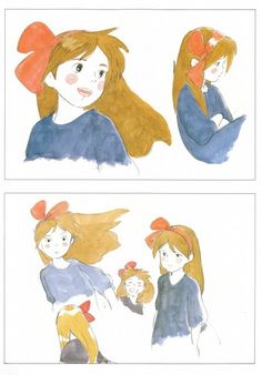 two drawings of girls with different hair styles