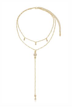 18kt gold plated or Rhodium Zinc + Brass One entire necklace First layer length: 14.5 Inches Second layer length: 16.5 Inches + 5.5 Inch lariat drop 5 Inch extender Adjustable Gold-plated Layered Necklace, Gold-tone Long Drop Jewelry With Adjustable Chain, Gold Double Strand Adjustable Chain Necklace, Adjustable Gold-tone Lariat Chain Necklace, Adjustable Double Chain Gold-plated Necklace, Adjustable Gold Lariat Necklace For Layering, Adjustable Double Strand Gold Chain Necklace, Adjustable Lariat Layered Necklace With Chain Detail, Adjustable Gold-plated Delicate Chain Layered Necklace