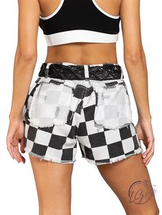 Embrace the summer in style with our Checkered Twill Shorts! Designed with a classic shorts cut and featuring a trendy checker print on high-quality twill fabric, these shorts are a must-have for any warm weather wardrobe. Complete with white back pockets, they add a touch of sophistication to any casual outfit. Don't miss out, get yours now! Fabric : 100% Cotton **Belt Not included** Trendy Plaid Short Bottoms, Trendy Short Plaid Bottoms, Chic Plaid Cotton Shorts, Trendy Gingham Shorts, Trendy Gingham Summer Shorts, Trendy Summer Gingham Shorts, Trendy Gingham Shorts For Summer, Trendy Plaid Shorts For Spring, Trendy Gingham Short Bottoms