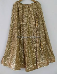 This is a made to order Lehenga Choli dupatta. I make it exclusively for my customers by using designer fabrics. I will only make it after you confirm your required size details. Handling time, don't worry, just tell me, I will process it accordingly and deliver on or before a delivery date you mention. Blouse is made with sequins fabric. Dupatta is in Gold Net with heavy embroidery and lace border on all sides of it. Dupatta is decorated with sequence work all over as shown in the picture. The Wedding Lehenga Blouse, Heavy Lengha, Wedding Lehenga Choli, Indian Wedding Lehenga, Wedding Party Wear, Gold Blouse, Lehenga Blouse, Exclusive Wedding, Wedding Lehenga