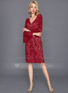 [AU$168.00] Sheath/Column V-neck Knee-Length Lace Cocktail Dress Office Wear Dresses, Crayon Lipstick, Cheap Cocktail Dresses, Lace Cocktail Dress, Cocktail Gowns, Cocktail Party Dress, Cocktail Dress Lace, Knee Length Dresses, Knee Length Skirt