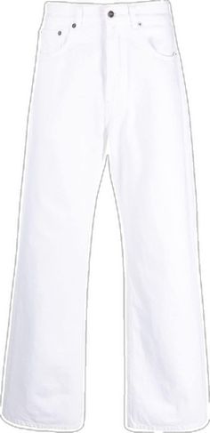 White Jeans With Belt Loops For Spring, Mid-rise White Pants With Belt Loops, White Straight Leg Jeans With Belt Loops, Classic White Straight Jeans, Classic White Straight Fit Jeans, Modern White Cotton Jeans, White Casual Jeans With Belt Loops, White Cropped Jeans With Belt Loops, White Cropped Leg Jeans With Belt Loops