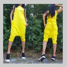 "Unique yellow jumpsuit ,do you feel the summer? Now you will with this gorgeous jumpsuit Extravagant designs and high quality fabrics. The item from the pictures is size S For more information feel free to ask questions. Material &Care Cotton end Elastane Machine wash 30oC Hand wash at low temperatures Do not machine dry Medium hot iron Sizing We make size from xs to 5xl as well as customized measures.So don't hesitate to contact us and make one for you. 🛫🎁Shipping🎁 🛬 STANDARD SHIPPING Summer Loungewear Jumpsuits And Rompers With Pockets, Summer Loungewear Jumpsuits And Rompers Overall, Casual One-piece Jumpsuits And Rompers For Summer, Casual Summer One-piece Jumpsuits And Rompers, Summer Overalls With Pockets For Loungewear, Summer Loungewear Overalls With Pockets, Yellow Summer Overalls With Pockets, Yellow Cotton Overall Jumpsuits And Rompers, Sleeveless Overalls For Summer Loungewear