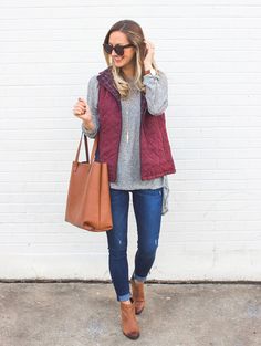 Utility Vest Outfit, Austin Fashion, Burgundy Vest, Austin Style