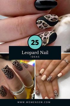 White Leopard Nail Designs, Fall Leopard Nail Designs, Leopard Print Nails Glitter, Nail Designs Leopard Print, Green Leopard Nails, Manicure Ideas Simple, Leopard Nail Ideas, Simple And Elegant Nails, Nail Designs Modern