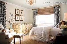 a baby's room is decorated in neutral colors