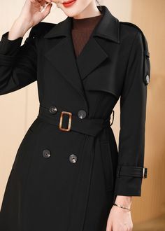 This trench coat is the perfect way to add a unique flair to your wardrobe! Featuring shoulder epaulets and a double-breasted button closure, it'll keep you stylish and cozy. Plus, with a belted waist and long length, you'll look super chic and put-together. Front double-breasted closure Notched lapels Removable tie belt Lined Polyester Women's trench coat Machine wash, dry flat Item #3102805 Size info XS=US2=UK6=EU32 S=US4-6=UK8-10=EU34-36 M=US8-10=UK12-14=EU38-40 L=US12=UK16=EU42 ★★ It would b Double-breasted Wool Coat With Button Closure, Double-breasted Outerwear With Button Cuffs For Winter, Solid Double-breasted Pea Coat With Buttons, Double-breasted Solid Outerwear With Buttons, Solid Double-breasted Outerwear With Buttons, Solid Wool Coat With Buttons For Work, Workwear Wool Coat With Buttons, Fall Office Pea Coat With Buttons, Double-breasted Fall Pea Coat