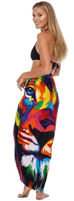 Lion Sarong - Love-Shu-Shi Casual Multicolor Sarong For Beach Season, Multicolor Sarong For Pool And Vacation, Multicolor Sarong For Pool And Beach Season, Vibrant Swimwear For Summer Beach Cover-up, Multicolor Sarong For Beach Season And Pool, Bohemian Multicolor Sarong For Swimming, Multicolor Sarong For Swimming And Vacation, Multicolor Sarong For Swimming Vacation, Multicolor Vacation Sarong For Swimming