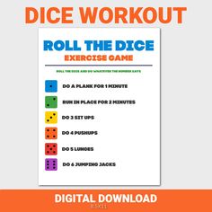 dice workout roll the dice exercise game with instructions for beginners to do and use