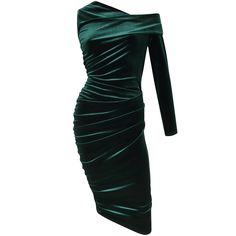 Embrace the allure of velvet this season with our emerald green dress. Our signature pleating and ruching cleverly flatters in all the right places. An a-symmetric shoulder adds a cool and edgy feel. The style is stretch, pull on, elevated further still with a seductive twist, drop shoulder detail. Captivate the room with your undeniable presence this party season.... All styles are made in the UK and are limited edition. Delicate machine wash at 30 degrees 90% Polyester 10% Spandex