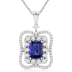 Royal 14K White Gold Tanzanite & Diamond Pendant - Elegant Gemstone Jewelry Gia Certified Classic Gemstones For Formal Occasions, Classic Gia Certified Gemstones For Formal Occasion, Classic Sapphire Gemstones For Formal Occasion, Gia Certified Gemstones For Formal Occasions, Exquisite Formal Gemstones With Prong Setting, Exquisite Gemstones With Prong Setting For Formal Occasions, Elegant Oval Brilliant Cut Gemstones, Elegant Oval Gia Certified Gemstones, Elegant Gemstones With Center Stone For Formal Occasions