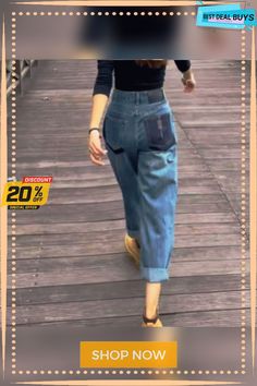 Denim Loose Denim&jeans Denim Style Casual, Mid Waist Pants, Loose Pants, Color Pick, Type Of Pants, Straight Pants, Denim Fashion, Denim Pants, Denim Jeans