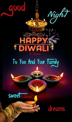 happy diwali to you and your family with candles on the occasion of diwali