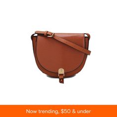 in stock Chic Cognac Textured Leather Satchel, Brown Top Handle Saddle Bag With Magnetic Closure, Brown Saddle Bag With Top Handle And Magnetic Closure, Chic Cognac Textured Leather Bag, Cognac Bag With Magnetic Closure, Cognac Bag With Magnetic Closure For Everyday Use, Brown Crossbody Bag With Magnetic Closure, Trendy Textured Leather Bag, Cognac Shoulder Bag With Magnetic Closure