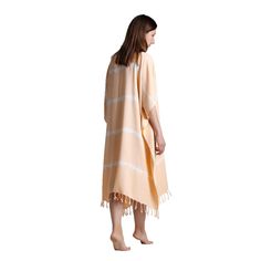 YAREN Turkish Towel pancho dress is high-quality, 100% Bamboo with fringes. One Size. Absorbs water and dries quickly. Light and space saving. Hand loomed in Turkey. Produced by dyed yarn. All fringes are knotted by ladies in the village. ⬛ DETAILS Weight : 250 g Size : Standart one size. - A gentle wash with cold water, makes the towel more absorbent and softens the fabric. - Up to ±10% change on dimension and weight, imperfections in pattern and color must be tolerated as a result of handloom Casual Sarong For Beach Cover-up In Summer, Casual Sarong For Summer Beach Cover-up, Cotton Beach Cover-up For Beach Season, Long Beachwear Cover-up For Loungewear, Cotton Sarong For Beach Season Vacation, Cotton Sarong For Beach Vacation, Beachy Cotton Sarong For Vacation, Summer Beachwear Tunic For Beach Cover-up, Summer Cotton Sarong For Beach