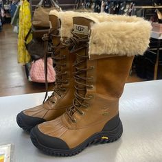 Ugg Australia Adirondack Tall Waterproof Winter Boots Size 5.5 Like Brand New Condition So Cute, Selling Now $300+ 3.24 Grey Ugg Boots, Chestnut Uggs, Ugg Classic Tall, Metallic Boots, Ugg Boots Australia, Cozy Boots, Shoes Ugg, Womens Ugg Boots, Waterproof Winter Boots