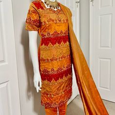 Pakistani/Indian Formal Dress Indian Formal Dresses, Colorful Dresses Formal, Formal Dress, Orange Red, Color Orange, Lady In Red, Formal Dresses, Womens Dresses, Orange