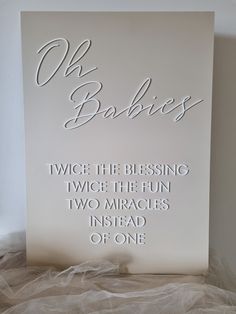 a white greeting card with the words, wise he blessing twice the fun two miracles instead instead of one