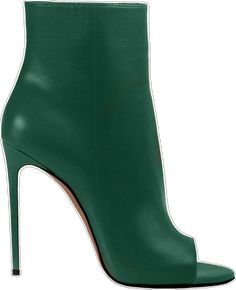 Identità stivaletti ARIEL PELLE VERDE Chic Open Toe Heels With Zipper Closure, Elegant Green Boots For Party, Formal Open Toe Heels With Zipper Closure, Chic Closed Toe Heels With Zipper Closure, Green Boots For Evening In Spring, Green Evening Boots For Spring, Chic Green Closed Toe Boots, Green Leather, Stiletto Heel