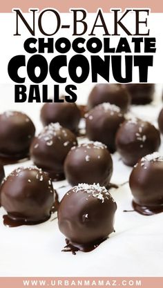 No Bake Chocolate Coconut Balls Coconut Balls No Bake, Chocolate Coconut Balls, Chocolate Balls Recipe, Homemade Fudge Recipes, No Bake Recipe, Chocolate Candy Recipes, Coconut Balls, Coconut Candy, Candy Recipes Homemade