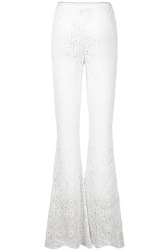 Patbo flare leg pant in white. 50% Cotton 50% Acrylic Hi Rise Dry Clean Made in Brazil White Fitted Flare Bottoms, Fitted White Flare Bottoms, Chic White Fitted Flares, Chic Fitted White Flares, Chic White Wide Leg Flares, Chic White Wide-leg Flares, White Chic Wide Leg Flares, White Wide Leg Flares For Spring, Chic White Flare Pants