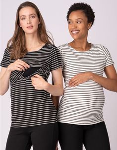 For comfort in every week of pregnancy, this pack of two basic maternity tees is an essential buy. Maternity Cotton T-shirt Bump Friendly, Cotton Maternity T-shirt With Short Sleeves, Nursing Friendly Stretch Tops For Everyday, Casual Maternity T-shirt Bump Friendly, Stretch Nursing Friendly Tops For Everyday, Nursing Friendly Short Sleeve Maternity T-shirt, Stretch Nursing-friendly Top For Everyday, Everyday Stretch Nursing-friendly Top, Casual Maternity T-shirt