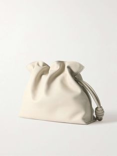 LOEWE Flamenco leather clutch White Clutch Pouch With Dust Bag, Chic White Pouch With Dust Bag, White Leather Pouch With Removable Pouch, Luxury White Clutch Pouch, Designer White Leather Clutch, Designer White Pouch Clutch, White Leather Clutch With Removable Pouch, Modern White Pouch Clutch, Modern White Leather Clutch