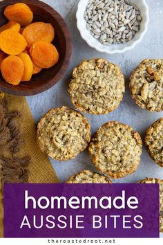 homemade aussie bites recipe with oranges and oatmeal in the background