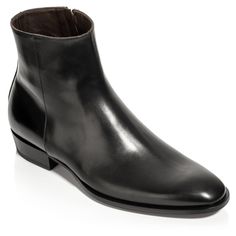 Pierce Black Calf Zip Boot Modern Business Boots With Zipper Closure, Classic Fitted Boots With Zipper Closure, Classic Business Boots With Zipper Closure, Sleek Fitted Business Boots, Formal Calf Leather Boots With Zipper, Formal Calf Leather Boots With Zipper Closure, Sleek Fitted Chelsea Boots For Work, Formal Leather Chelsea Boots With Zipper, Sleek Fitted Chelsea Boots For Workwear