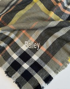 Handmade, custom, personalized, unique scarf by ITB Design. Follow us for our fashion and style tips on how to wear and tie scarves for any season. Check out the scarves and be inspired. Oversized, ultra soft, multicolored tartan plaid blanket scarf. Stylish, chic with fringed ends. Perfect for keeping warm in fall/winter months, great for ball games and showing school colors. IN CASE YOU CHOOSE TO PERSONALIZE YOUR SCARF, follow the next steps: IN THE NOTES BOX AT CHECKOUT: 1) Please list your letters in the order you want your monogram. Your order will be monogrammed in the order in which you list your letters. A personalization guide can be found in the listing pictures. 2) List your monogram font. A guide with all the fonts can be found in the pictures. 3) Thread Color. A guide with all Winter Bridesmaid, Tie Scarves, Winter Bridesmaids, Unique Scarf, Bridesmaid Shawl, Plaid Shawl, Ball Games, Bridesmaid Favors, Plaid Blanket Scarf