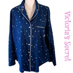 Spend The Night In Something Soft & Cozy With Victoria's Secret Moon & Stars Pajama Top * New With Tags * 56% Cotton 44% Modal * See Photos For Details & Measurements * Smoke Free Home * Bundle To Save: Automatic 15% Off At Checkout With 2+ Items And Only 1 Shipping Fee Long Sleeve Star Print Sleepwear, Long Sleeve Sleepwear With Star Print For Bedtime, Long Sleeve Sleepwear With Star Print, Star Print Long Sleeve Sleepwear For Pajama Party, Star Print Long Sleeve Sleepwear For Loungewear, Cotton Star Print Sleepwear For Loungewear, Cotton Sleepwear With Star Print, Victoria's Secret Long Sleeve Sleepwear, Victoria's Secret Blue Sleepwear For Night