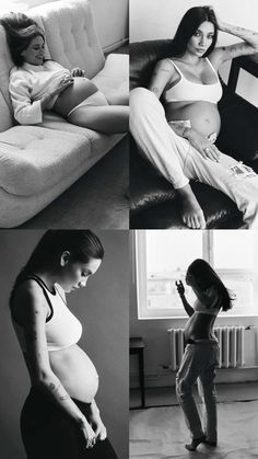 black and white photos of pregnant women