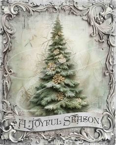 a christmas tree with pine cones on it and the words joyful season written below