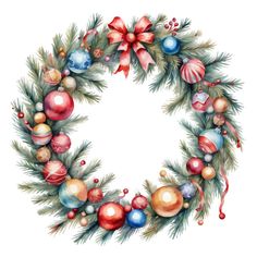 a christmas wreath with ornaments on it