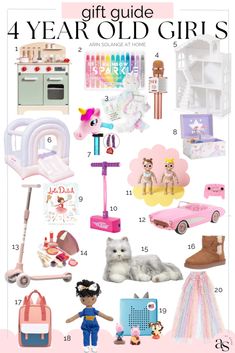 Check out this 4 year old girl gift guide for the best gifts for 4 year old girls. Unique, fun finds that any little girl will love to have! Gift Guide 4 Year Girl, Gifts For Four Year Old Girl, Christmas Gifts For 4 Year Girl, Best Toys For 4 Year Girl, Best Gifts For 3 Year Girl, Christmas Toys For Girls Kids, Toys For 4 Year Girl, Gifts For 4 Year Girl